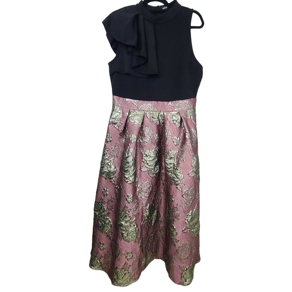 Shein Womens Dress Cape Sleeve fitted flared Long Flowers Sleeveless Party